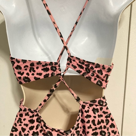 NO BOUNDARIES Pink and Black Cheetah 1 Piece Swimsuit Womens XL 15 16 - Picture 11 of 13